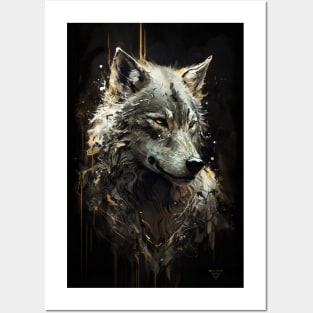 Wolf Portrait Animal Nature Wildlife Dark Painting Wild Spirit Posters and Art